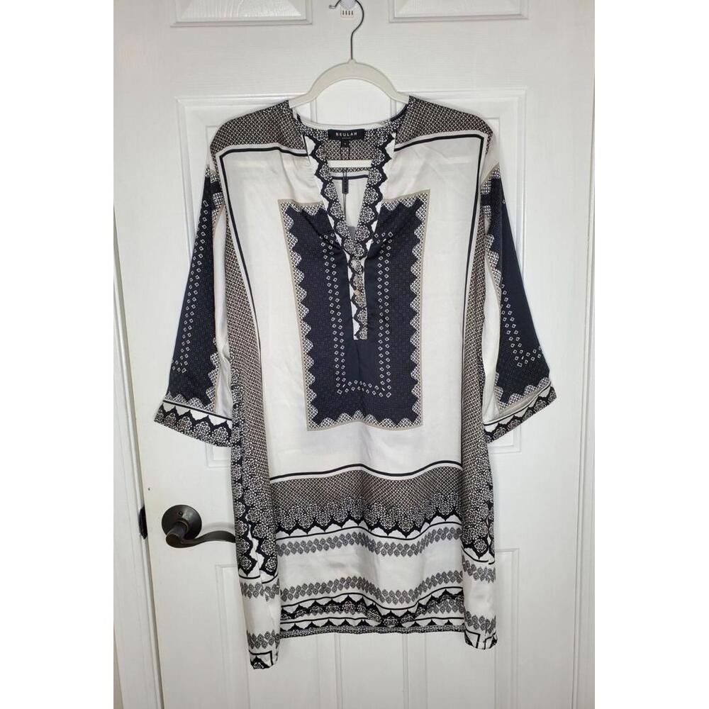Beulah Kaftan Dress Size Small Black White Beachy Coastal Boho Flowy